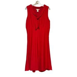 Sarah Spencer Sleeveless V-Neck Linen Dress Red 16